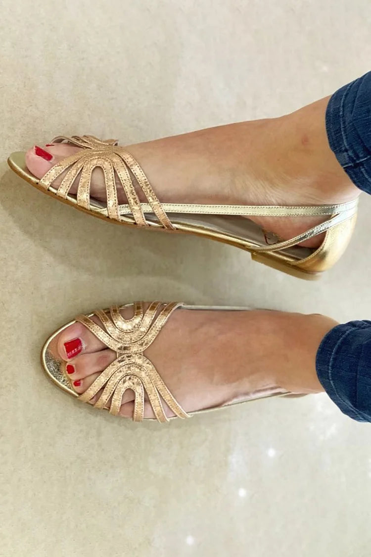 Sandalias doradas con textura de Valentina Montier, vista principal