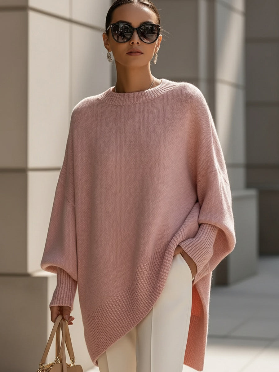 Margarita | Jersey poncho de corte oversize, color Beige, vista del producto, vista complementaria