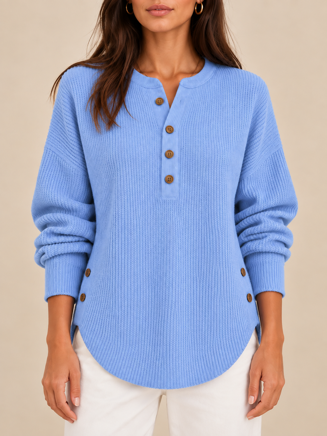 Belén | Jersey túnica Henley con botones laterales