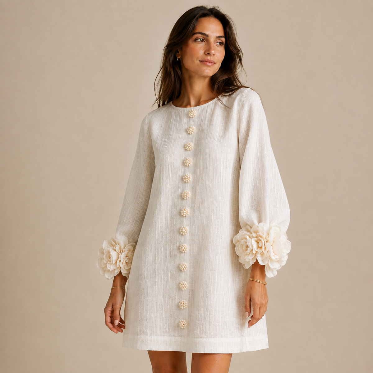Vestido mini con botones florales Florencia, vista principal