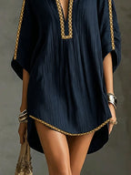 Vestido mini tipo caftán con bordado dorado Inés, vista 9