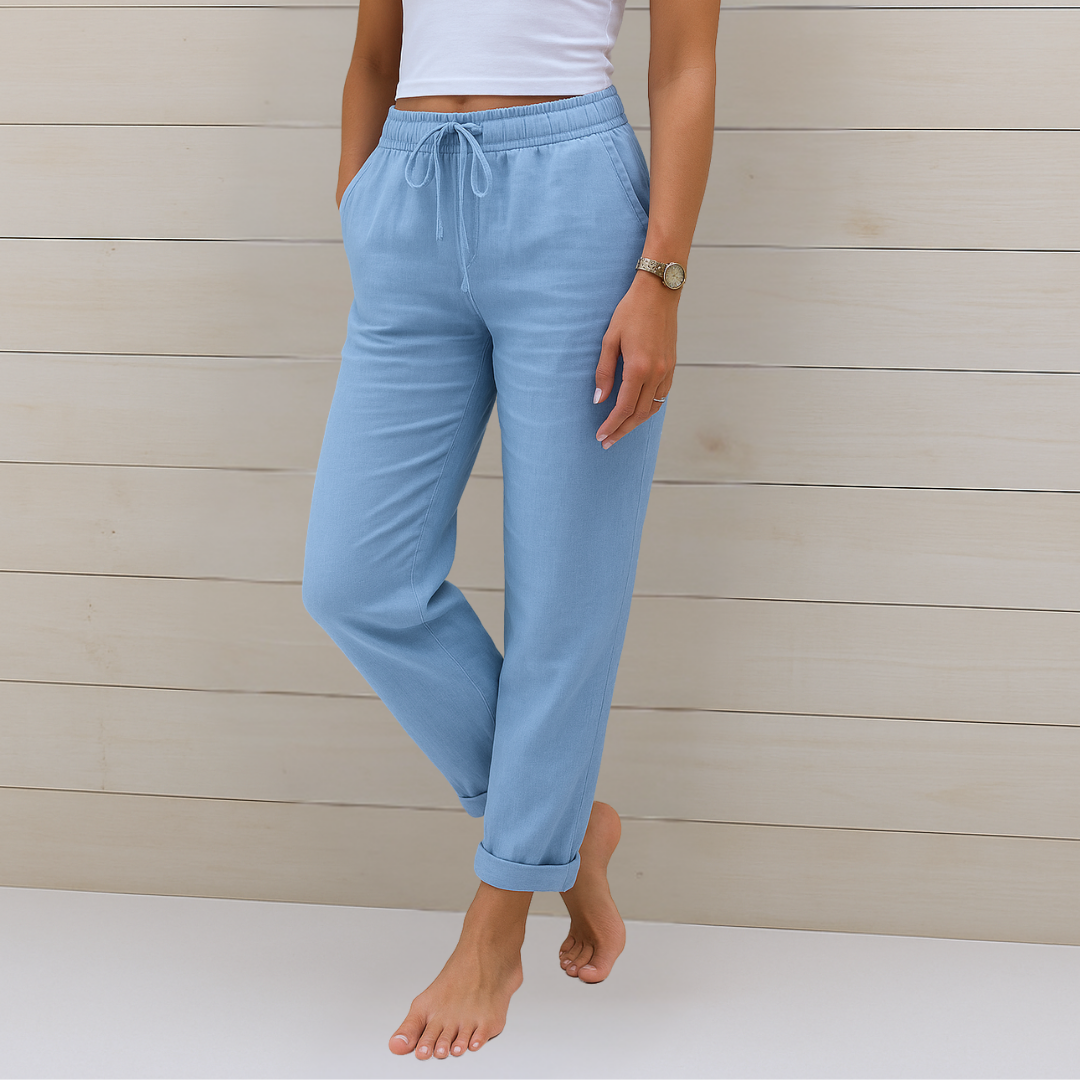 Pantalón fluido con lazada de Valentina Montier, detalle del diseño