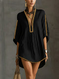 Vestido mini tipo caftán con bordado dorado Inés, vista 1