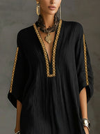 Vestido mini tipo caftán con bordado dorado Inés, vista 6