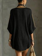 Vestido mini tipo caftán con bordado dorado Inés, vista 5