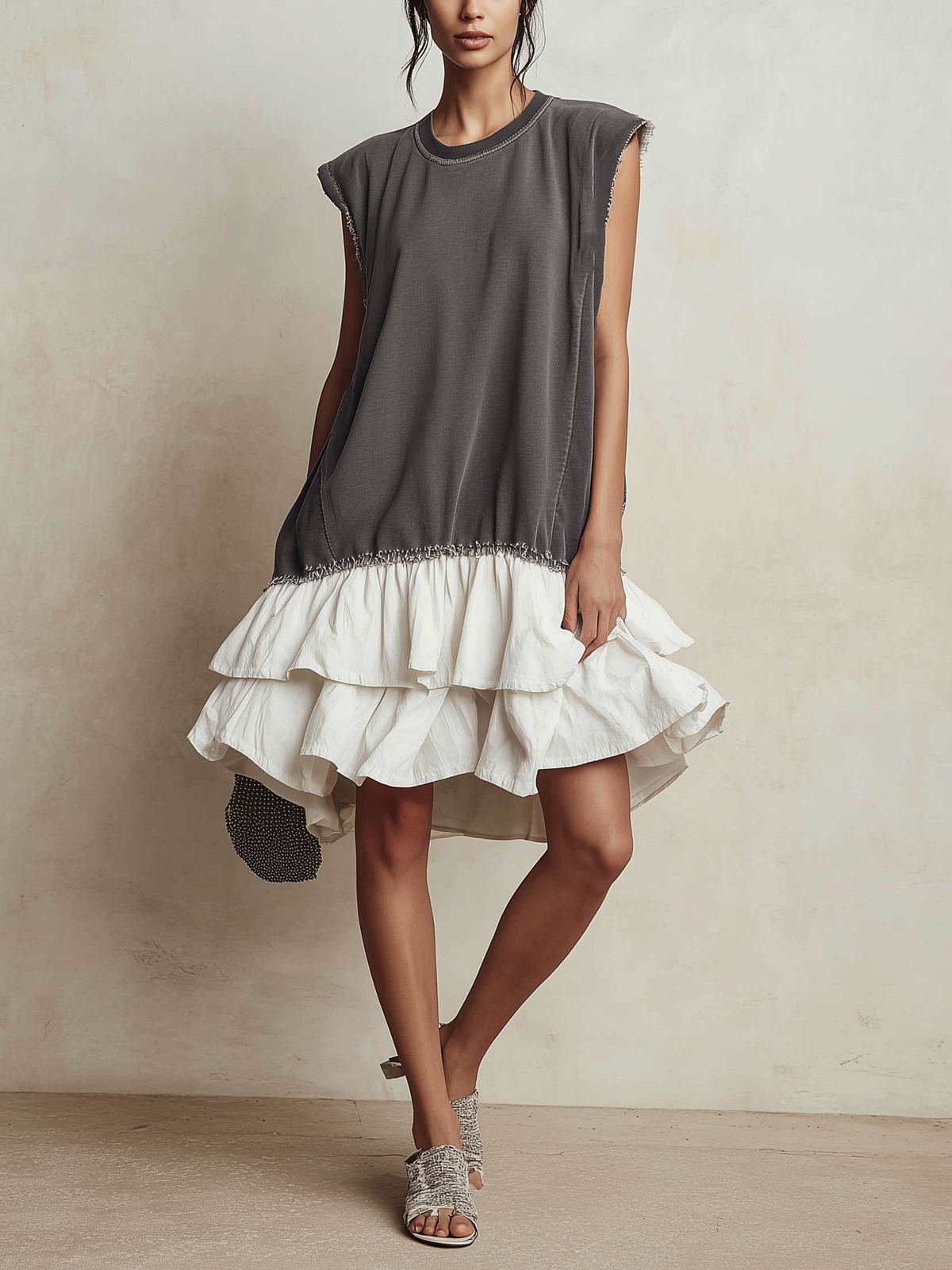 Vestido mini bicolor con volantes Marisa, vista 1