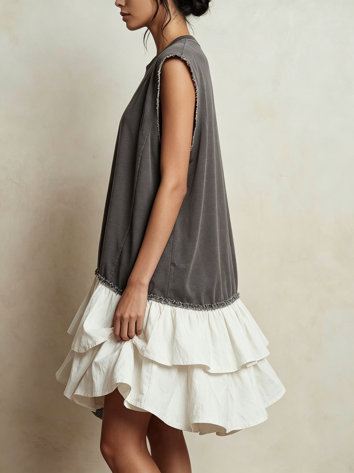 Vestido mini bicolor con volantes Marisa, vista 7