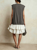 Vestido mini bicolor con volantes Marisa, vista 6