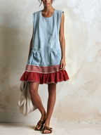 Vestido mini tipo túnica con franja a rayas Nerea, vista 1