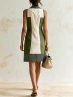 Vestido camisero mini verde oliva y crudo Alicia, vista 2