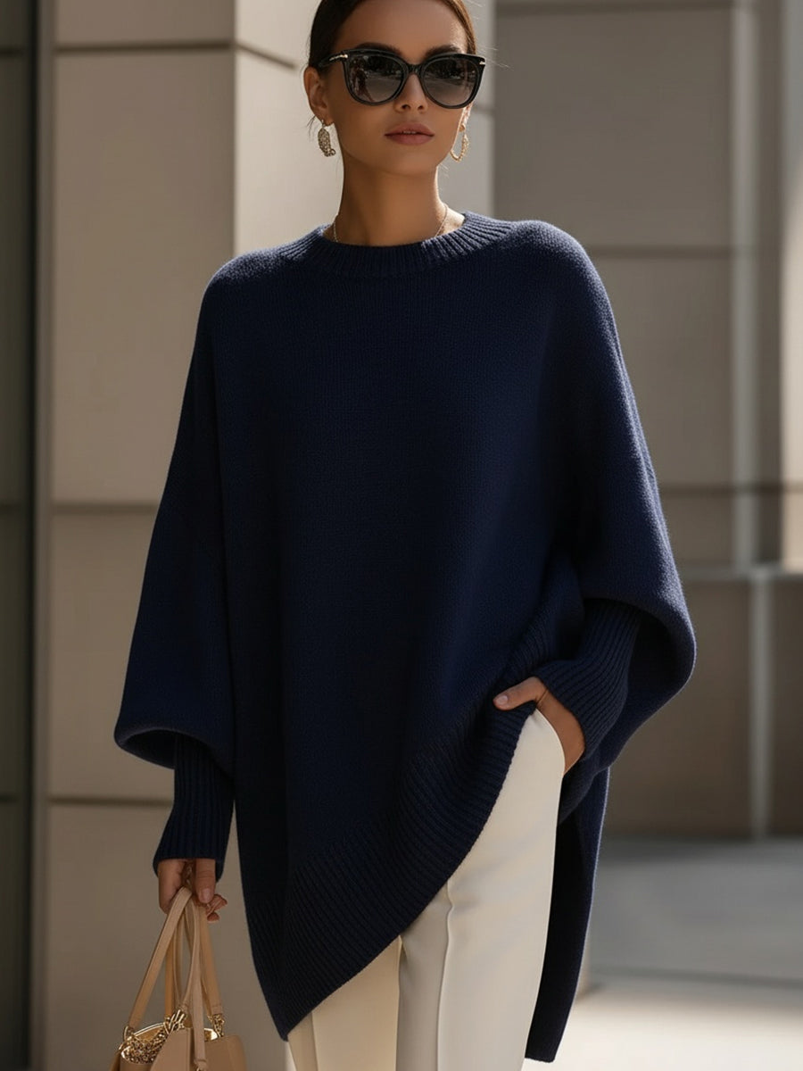 Margarita | Jersey poncho de corte oversize, color Gris, vista del producto, vista complementaria