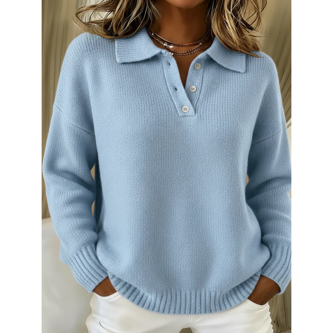 Teresa | Jersey polo de punto suave, color Azul claro, vista del producto, vista principal