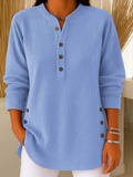 Belén | Jersey túnica Henley con botones laterales, color Azul cielo, vista del producto, vista principal
