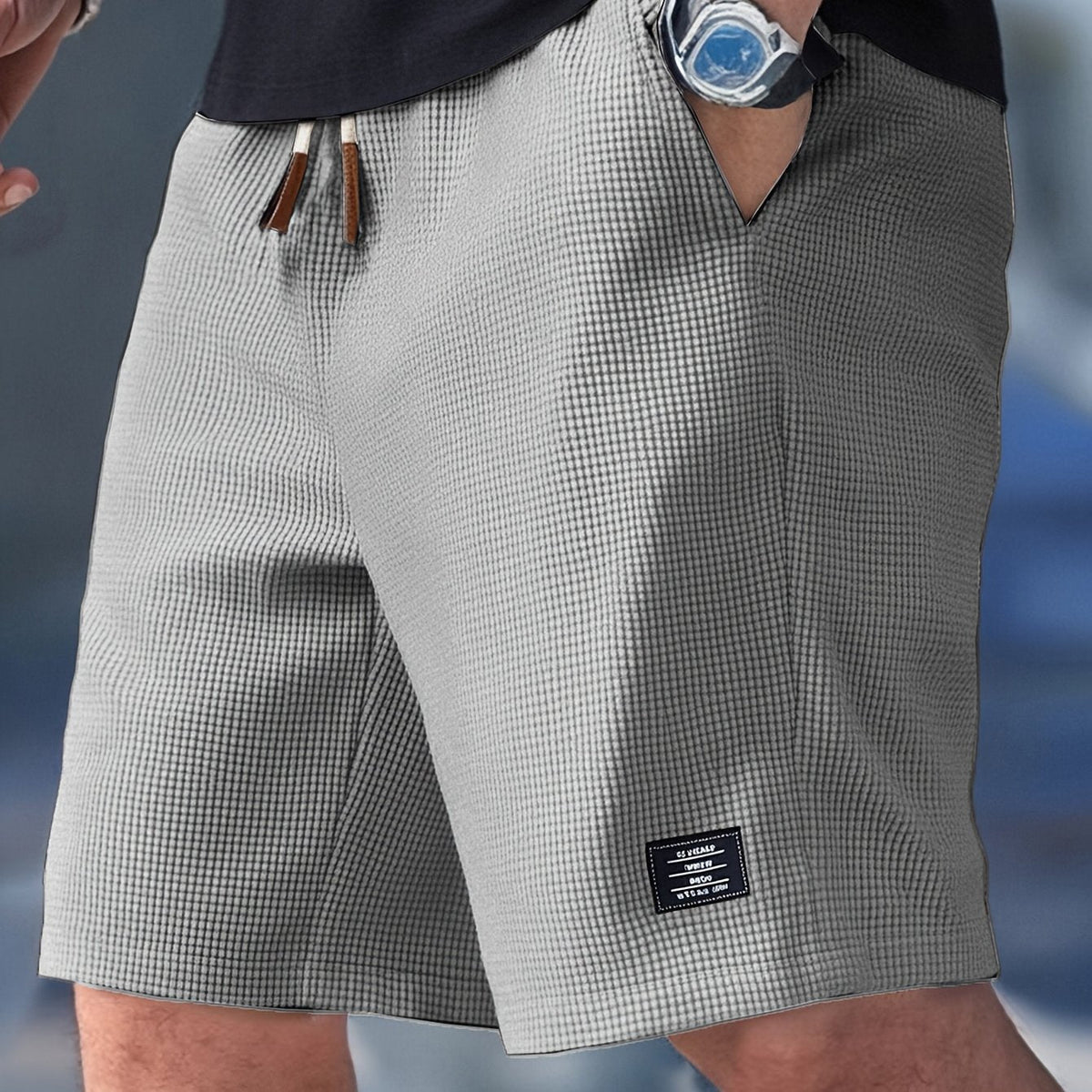 Enzo | Bermuda texturizada con cordón en Gris, vista principal
