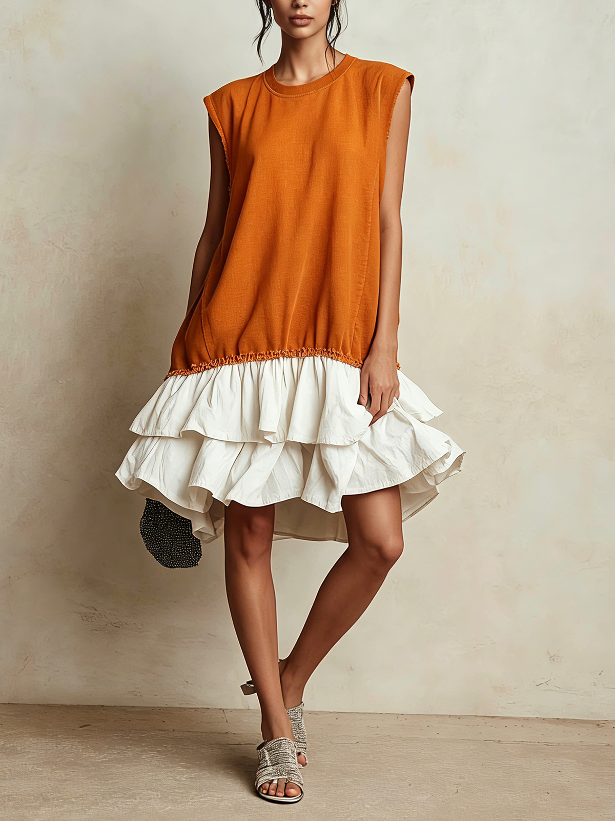 Vestido mini bicolor con volantes Marisa, vista 5