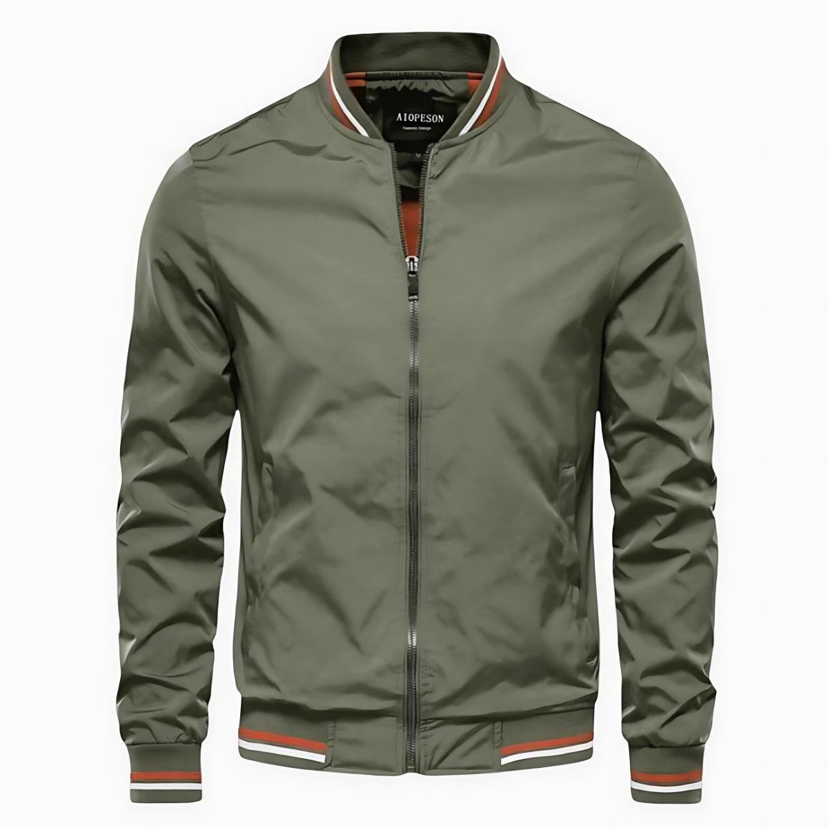 Javier | Cazadora bomber urbana con ribetes, color Verde, vista del producto, vista complementaria