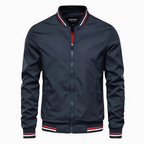 Javier | Cazadora bomber urbana con ribetes, color Azul, vista del producto, vista principal