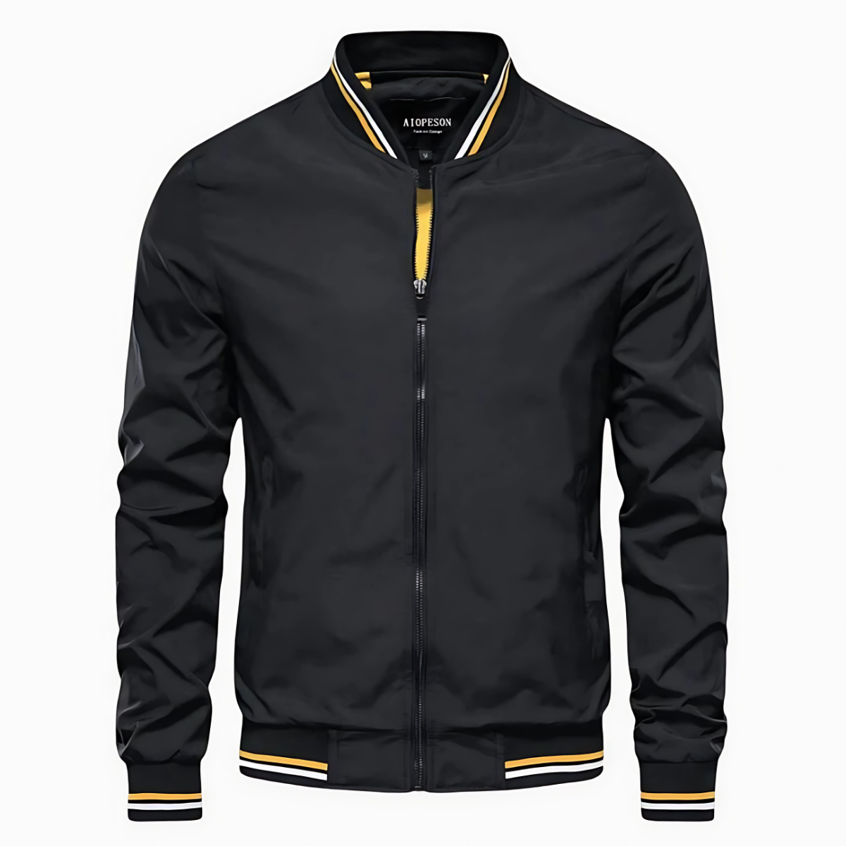 Javier | Cazadora bomber urbana con ribetes, color Negro, vista del producto, vista alternativa