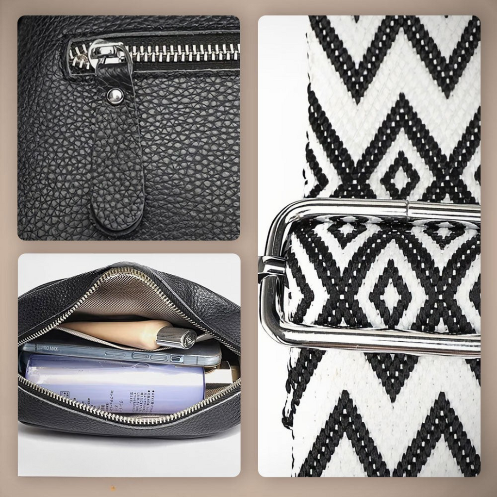 Bolso bandolera de media luna de Valentina Montier, detalle del diseño