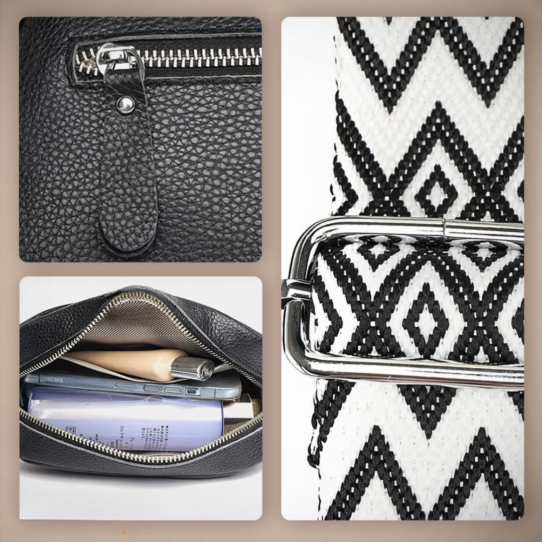 Bolso bandolera de media luna de Valentina Montier, detalle del diseño