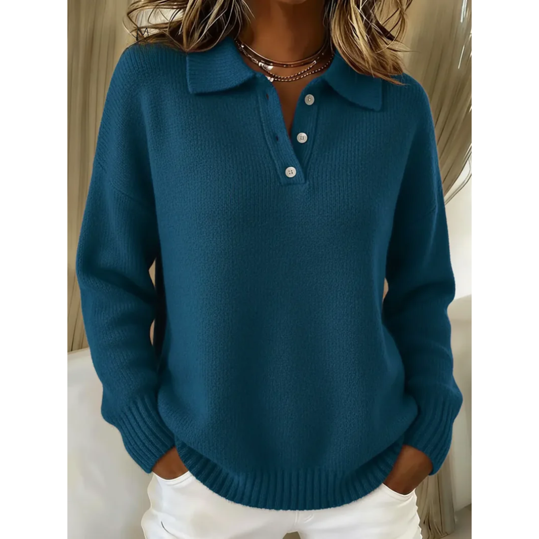 Teresa | Jersey polo de punto suave, color Verde acqua, vista del producto, vista complementaria