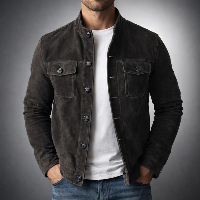 Íñigo | Sobrecamisa de efecto ante con bolsillos, color Negro, vista del producto, vista alternativa