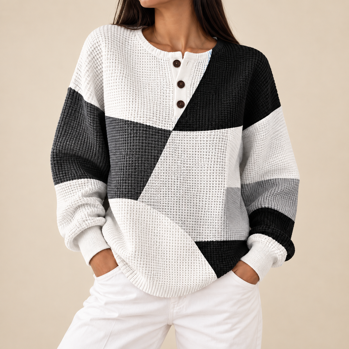 Jersey Henley de bloques gráficos Maribel, vista principal