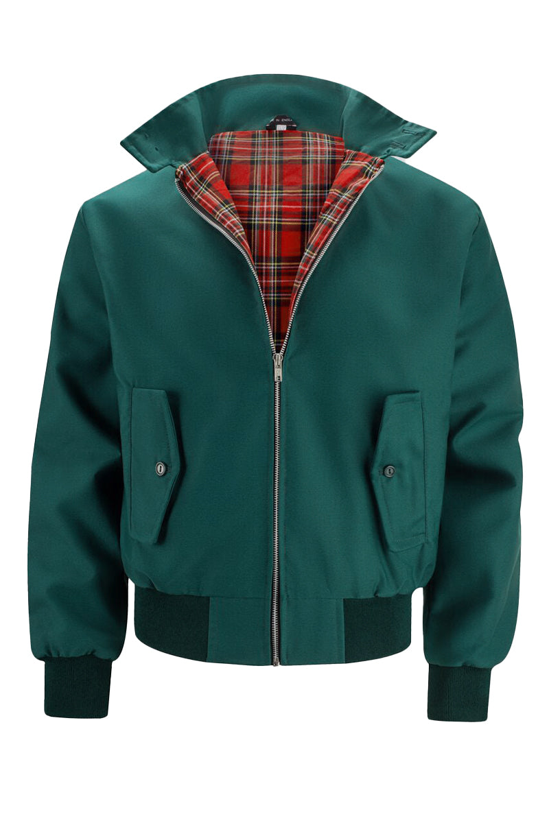 César | Cazadora Harrington con forro tartán, color Verde oscuro, vista del producto, vista complementaria