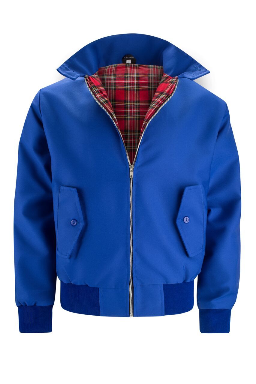 César | Cazadora Harrington con forro tartán, color Azul royal, vista del producto, vista principal