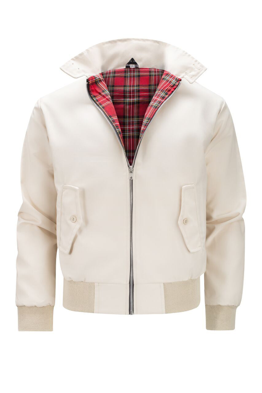 César | Cazadora Harrington con forro tartán, color Beige, vista del producto, vista alternativa