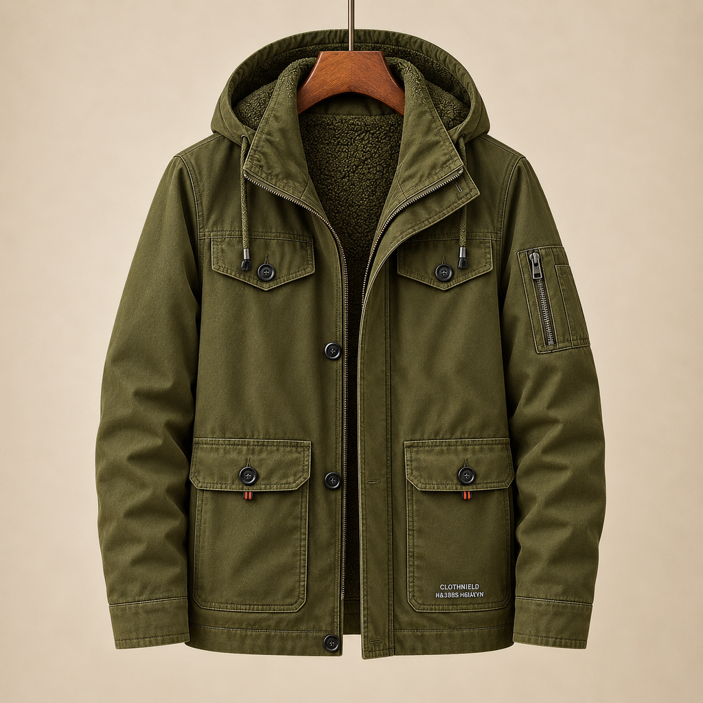 Parka corta con capucha y bolsillos Joaquín, detalle del diseño