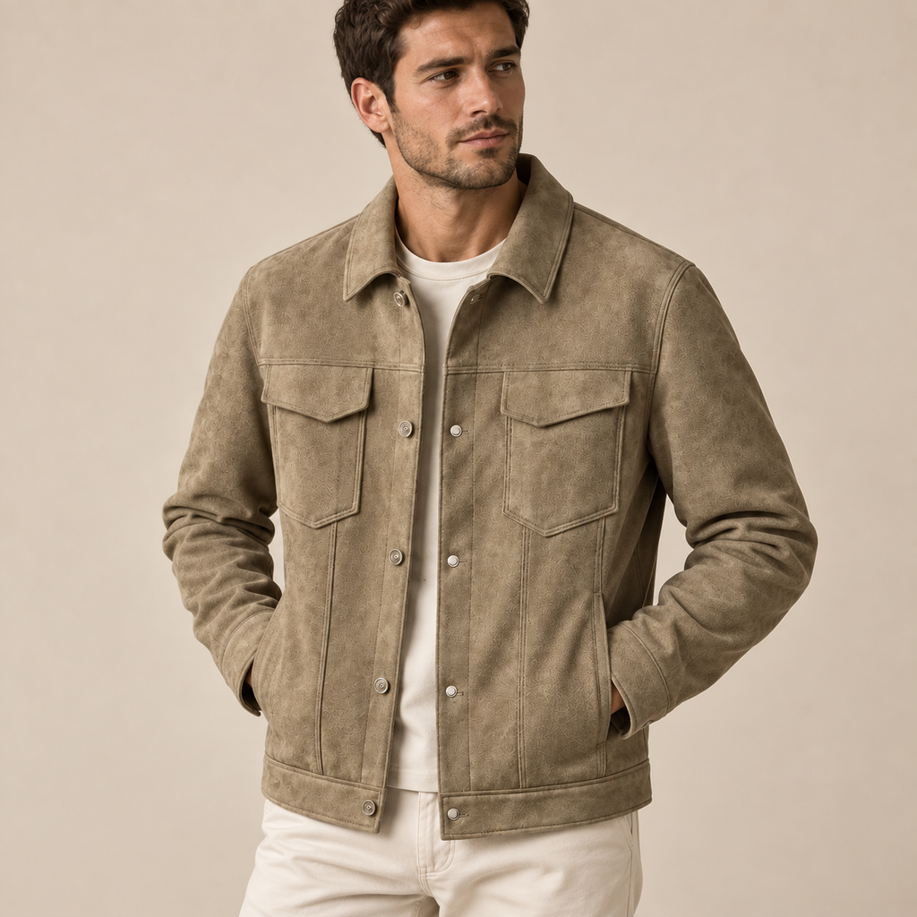 Sobrecamisa de efecto ante con bolsillos Vicente, detalle del diseño