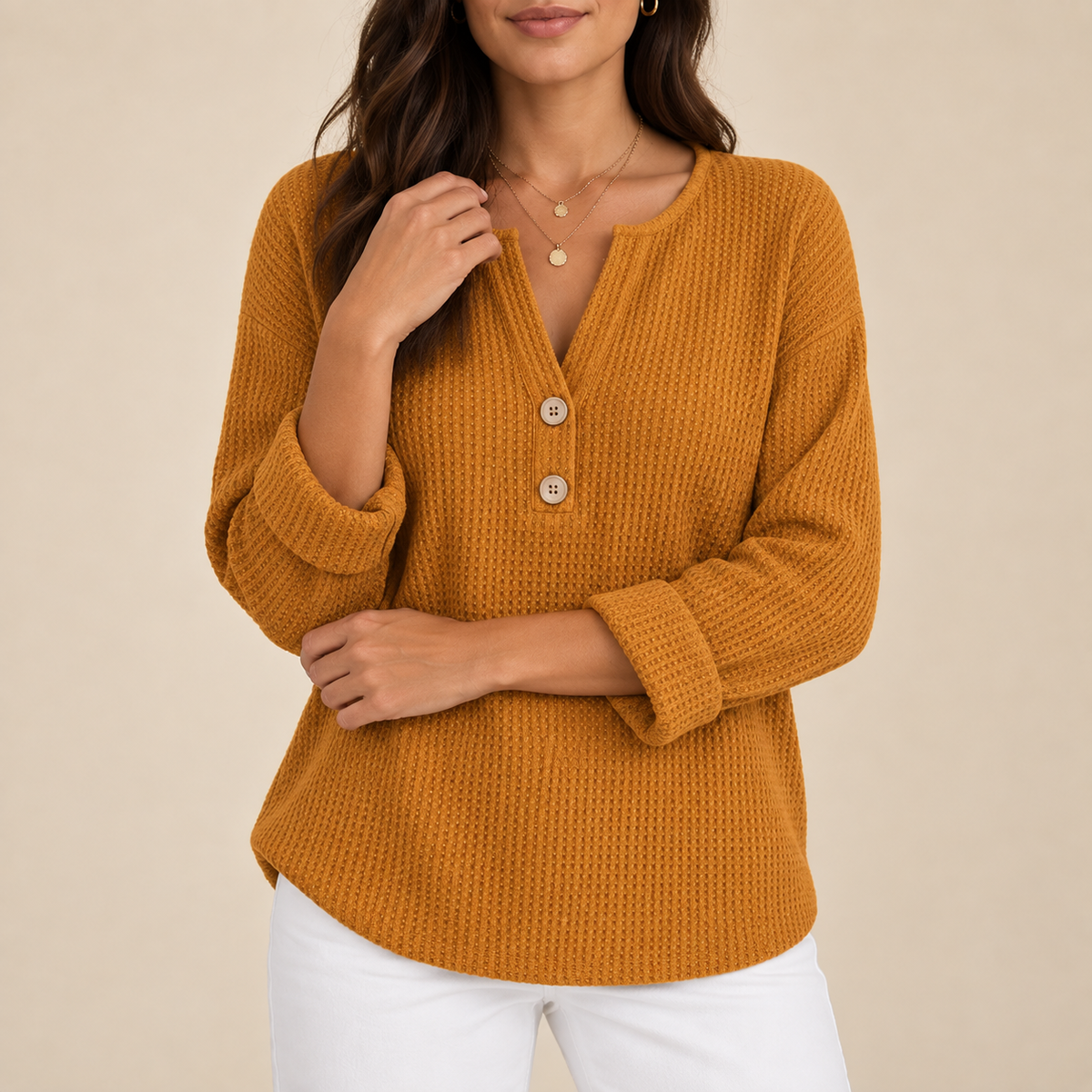 Cristina | Jersey ligero Henley texturizado