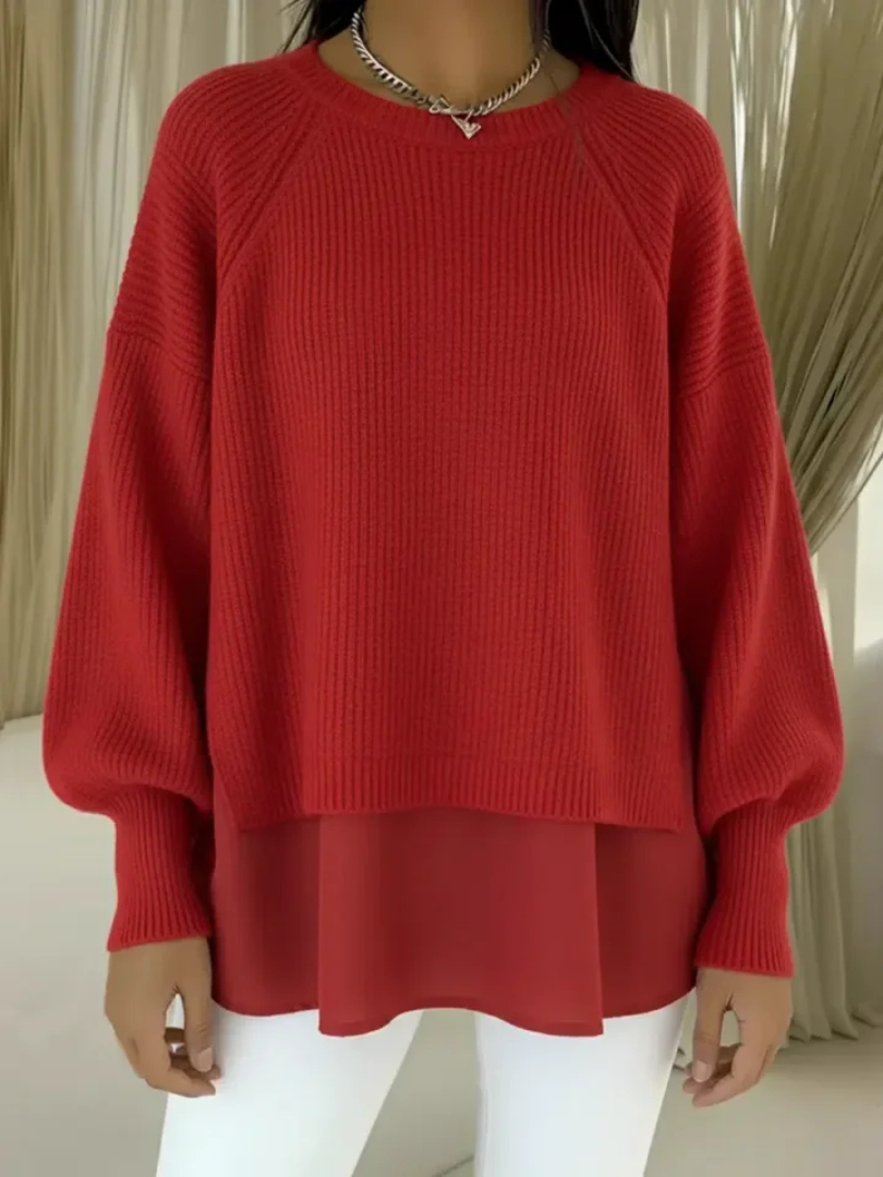 Susana | Jersey efecto dos piezas, color Rojo, vista del producto, vista complementaria