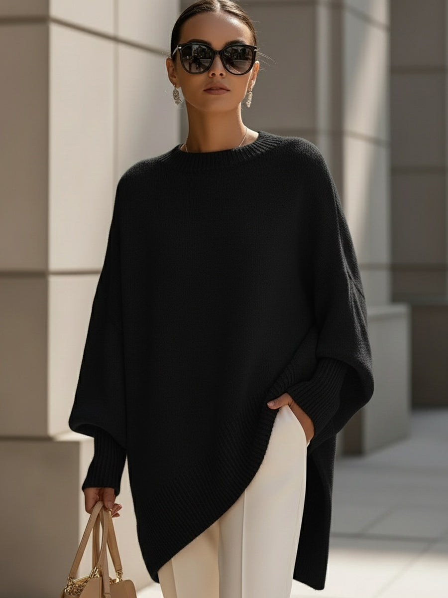 Margarita | Jersey poncho de corte oversize, color Verde oliva, vista del producto, vista alternativa