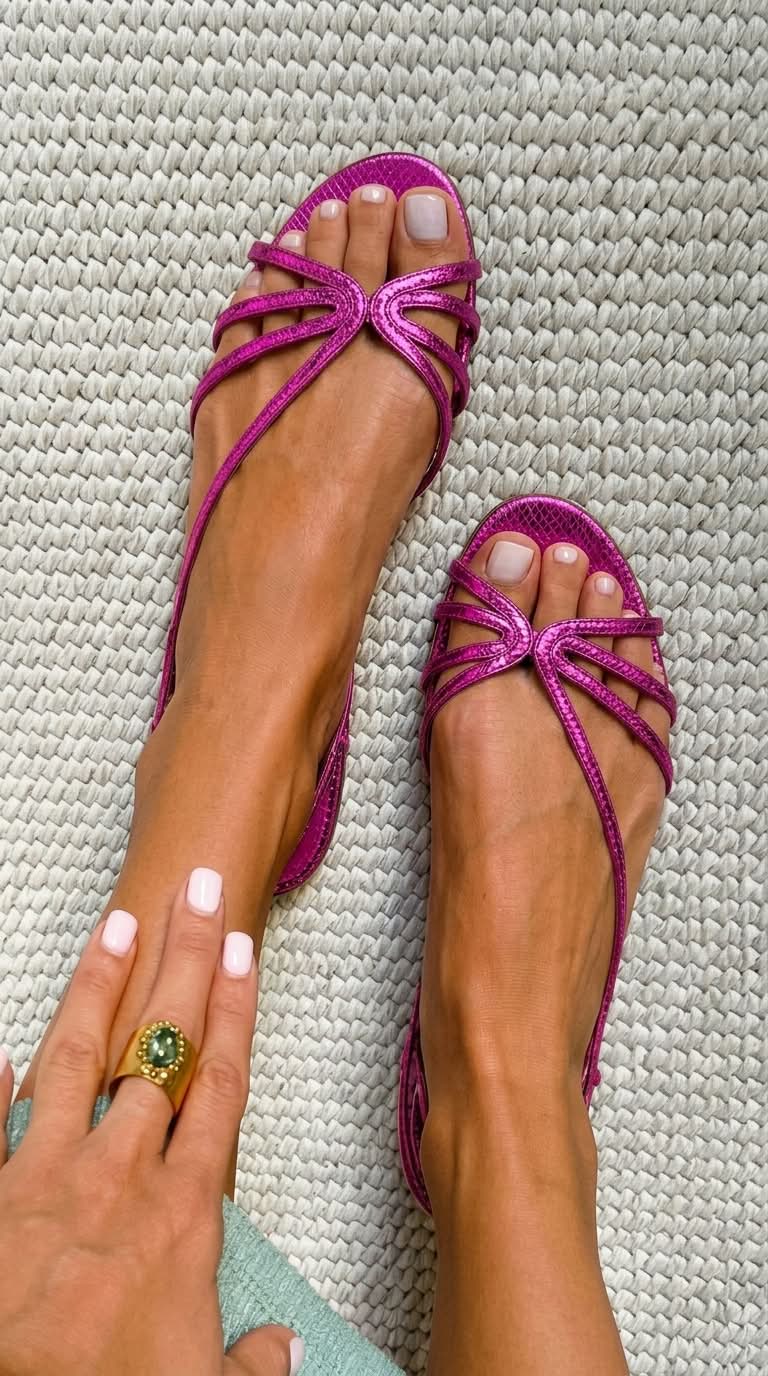 Sandalias doradas de tiras finas de Valentina Montier, vista alternativa