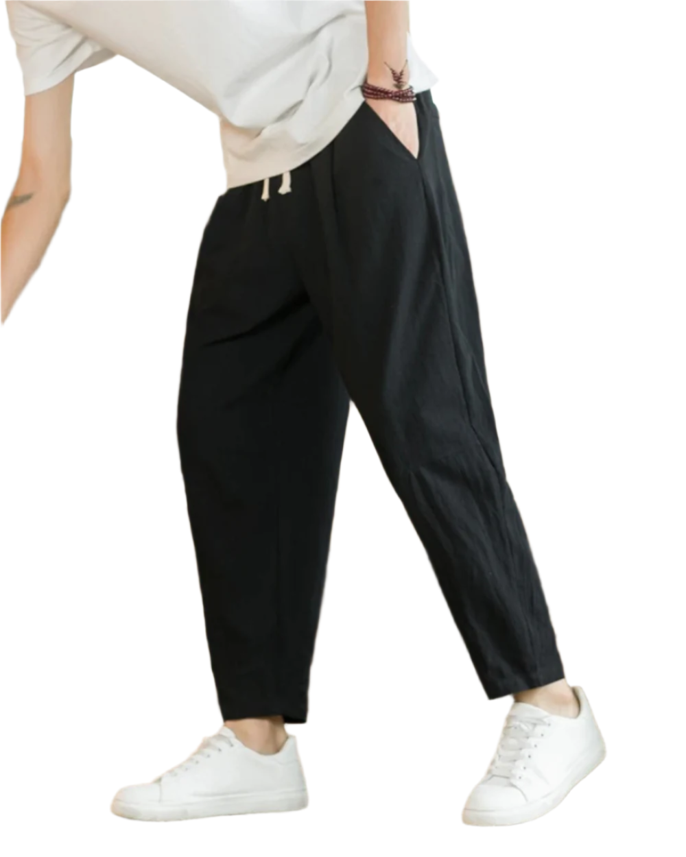 Diego | Pantalón relajado de pierna cónica en Negro, vista alternativa