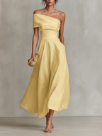 Marta | Vestido midi de un hombro, vista complementaria