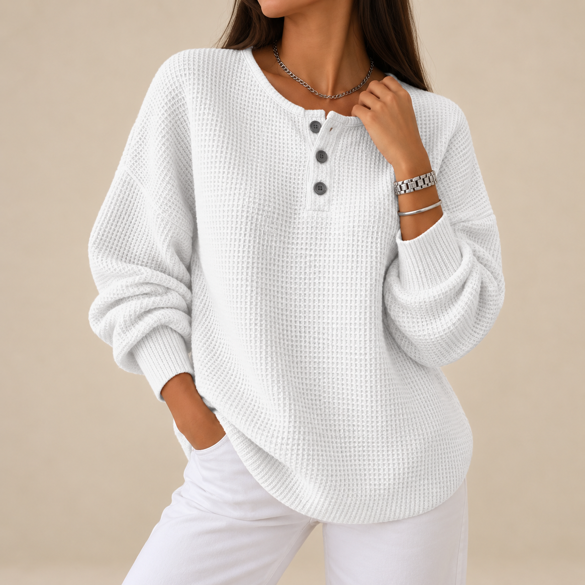 Jersey Henley de punto gofrado Almudena, vista complementaria