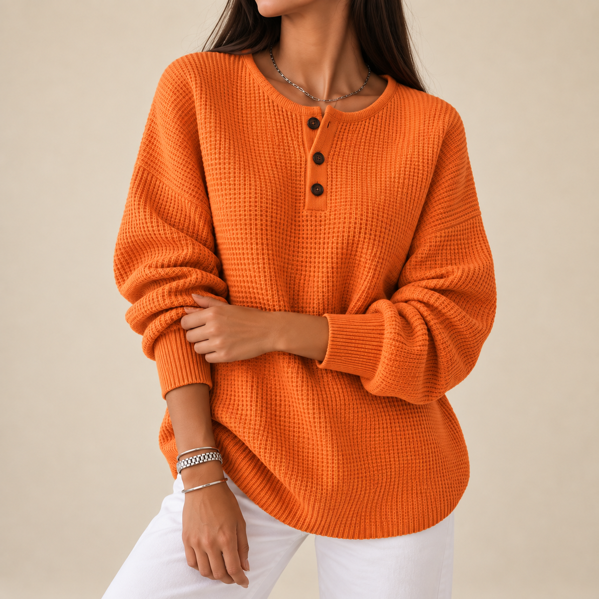 Jersey Henley de punto gofrado Almudena, vista principal