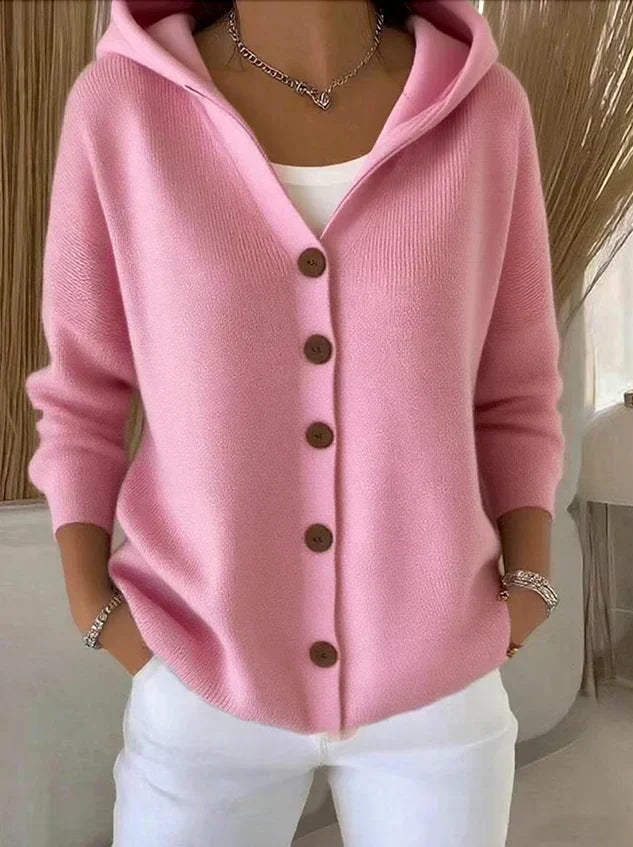 Mercedes | Cárdigan de punto con capucha, color Rosa, vista del producto, vista principal