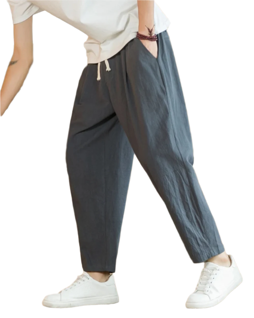 Diego | Pantalón relajado de pierna cónica en Gris oscuro, vista complementaria