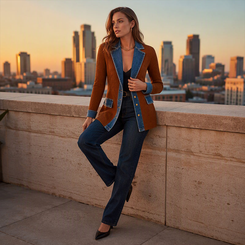 Marcela | Abrigo de punto y denim
