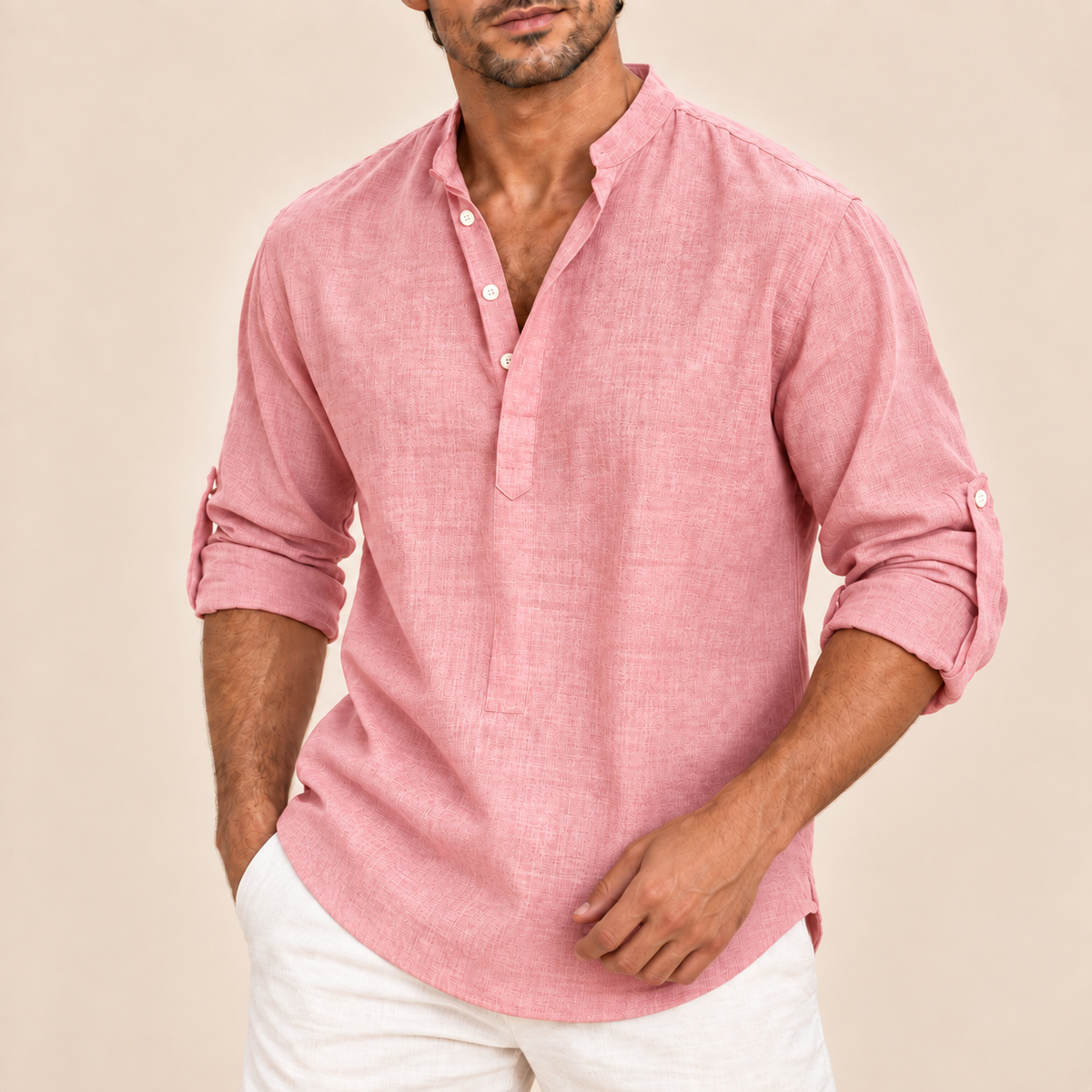 Camisa de cuello abierto Alberto, vista complementaria