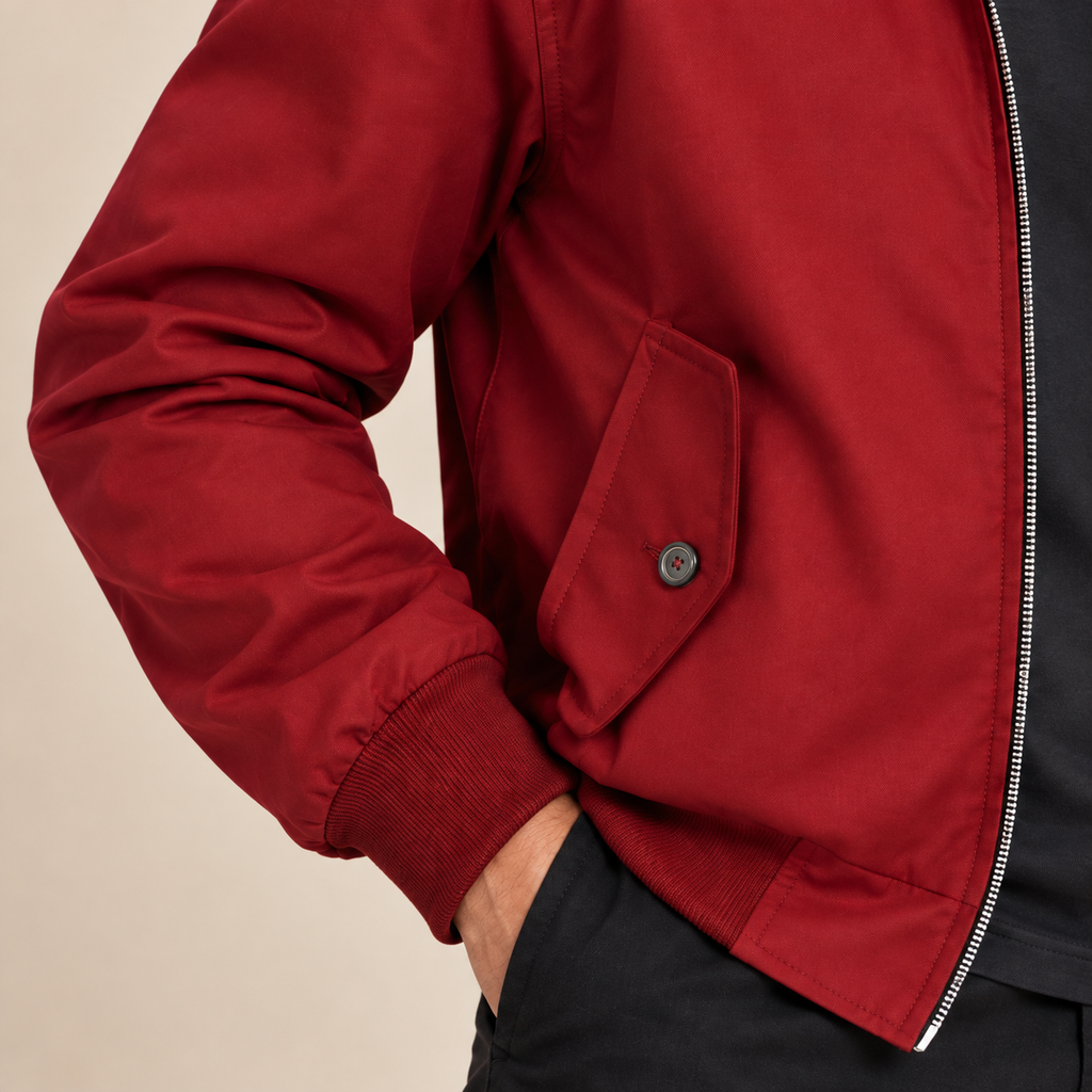 Cazadora Harrington con forro tartán César, detalle del diseño