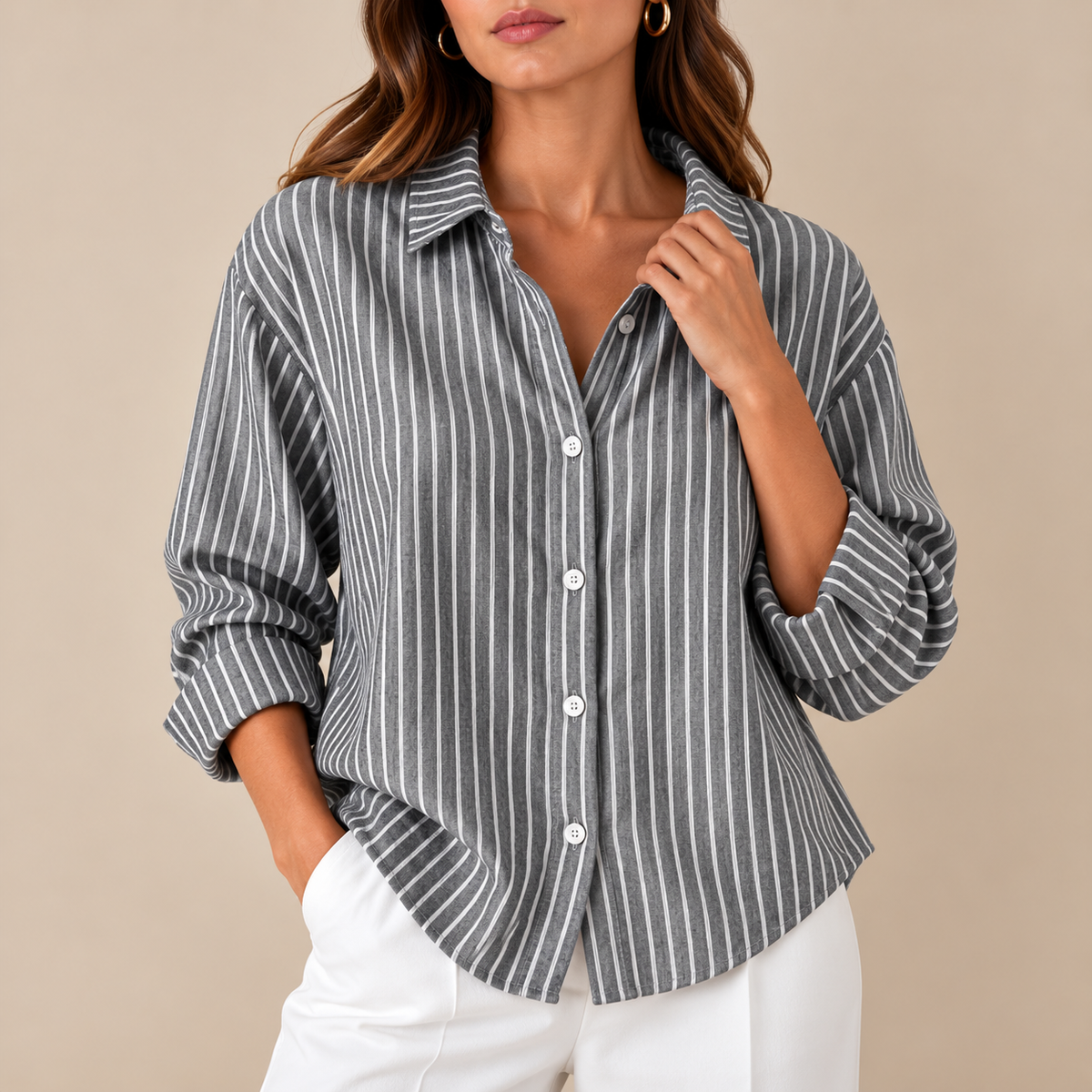 Ángela | Camisa de rayas de corte relajado
