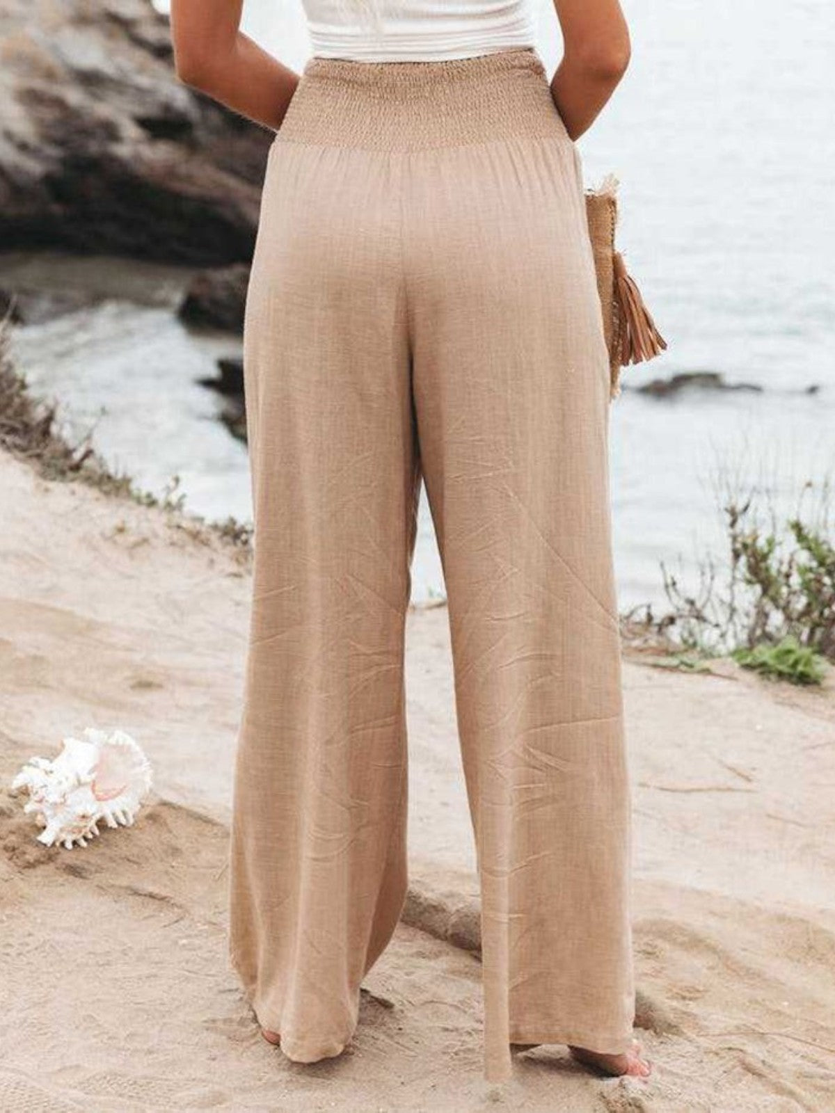 Pantalón largo fluido de tiro alto de Valentina Montier, vista complementaria