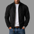 Álvaro | Cazadora bomber de ante sintético negra, vista frontal