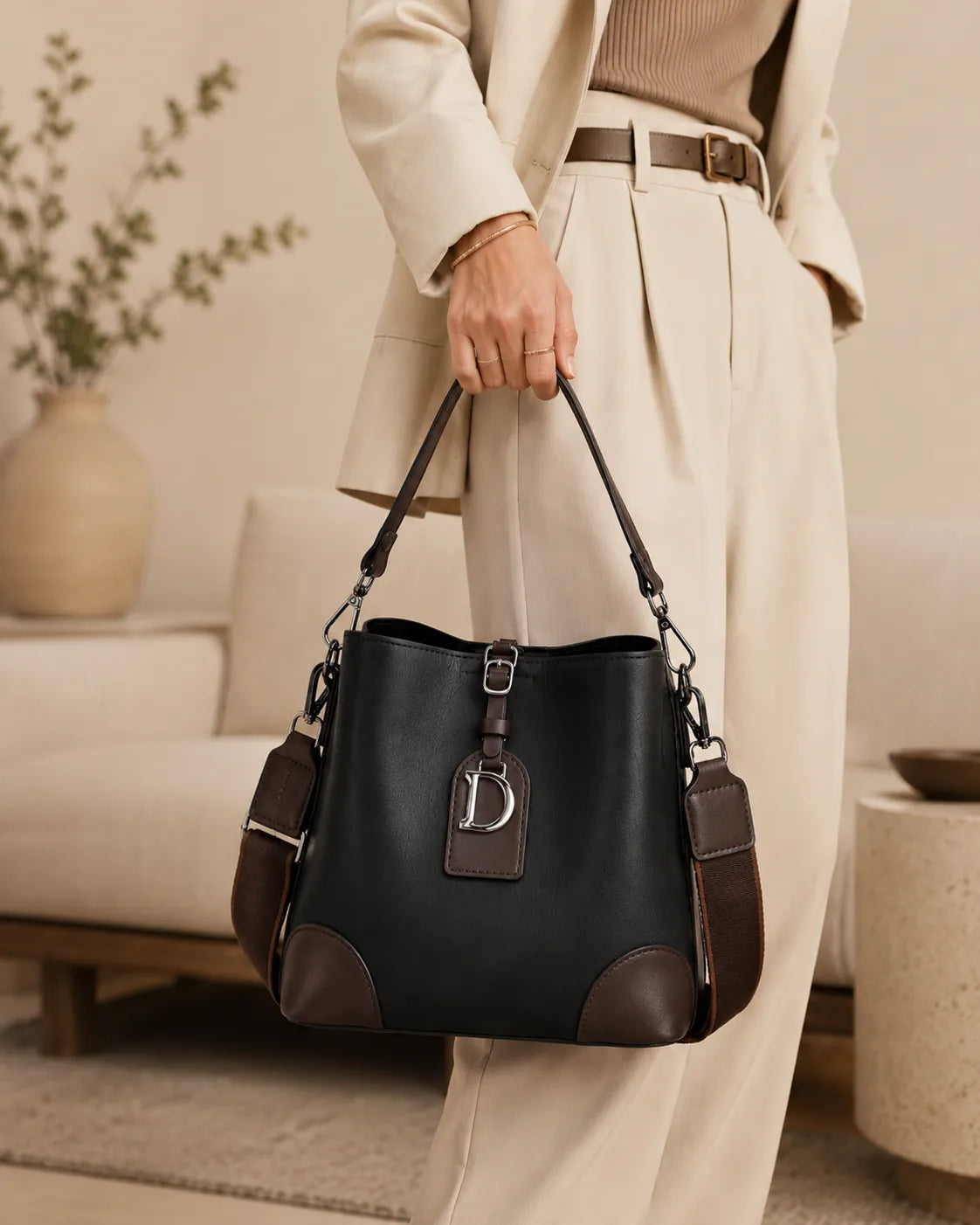 Iris | Bolso cubo convertible con correa ancha