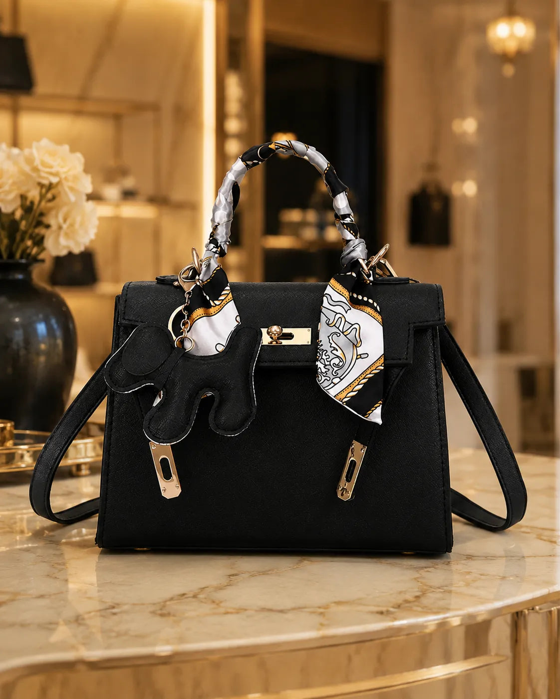 Arantza | Bolso satchel estructurado con pañuelo
